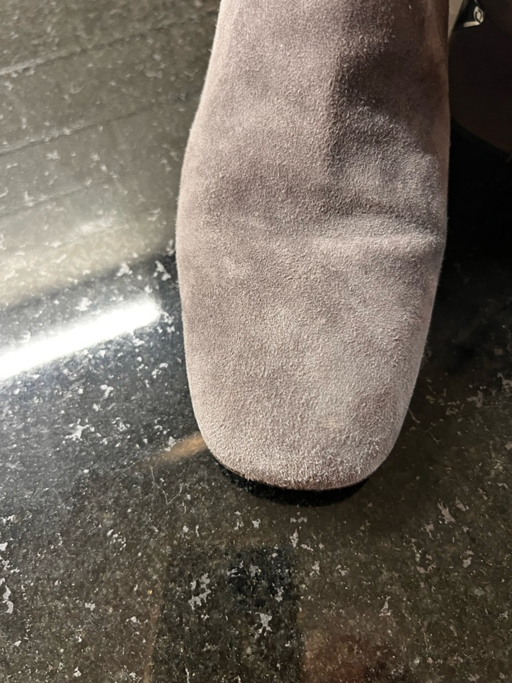 Prada Gray Suede Ankle Booties with Logo Heel Plates - Picture 4 of 9
